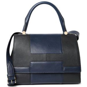 MaxMara J Bag Purse Black Blue Leather